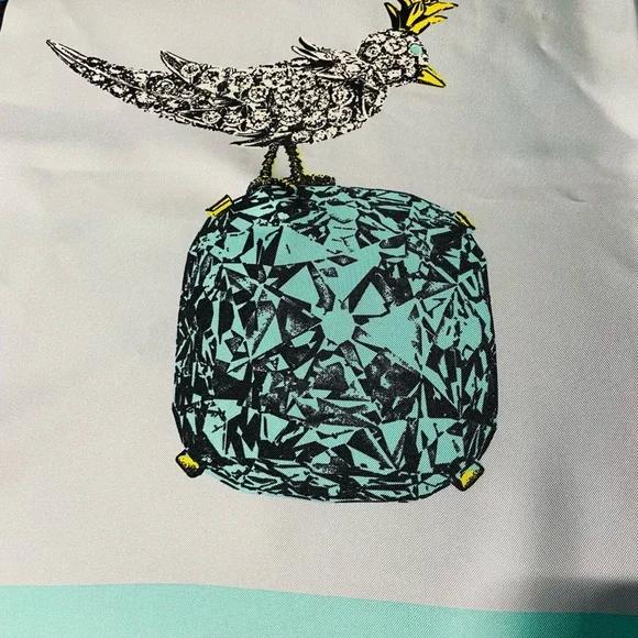 TIFFANY BIRD ON A ROCK INFINITY BLUE SILK SCARF ITALY - Picture 6 of 14